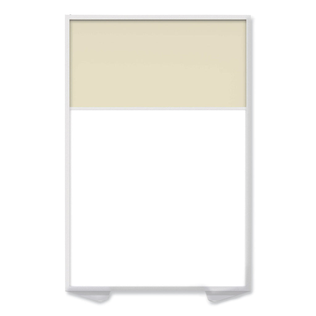 Floor Partition with Aluminum Frame and 2 Split Panel Infill, 48.06 x 2.04 x 71.86, White/Carmel, Ships in 7-10 Business Days