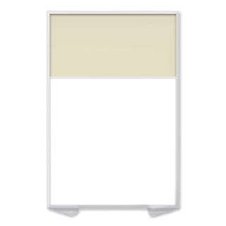 Floor Partition with Aluminum Frame and 2 Split Panel Infill, 48.06 x 2.04 x 71.86, White/Carmel, Ships in 7-10 Business Days