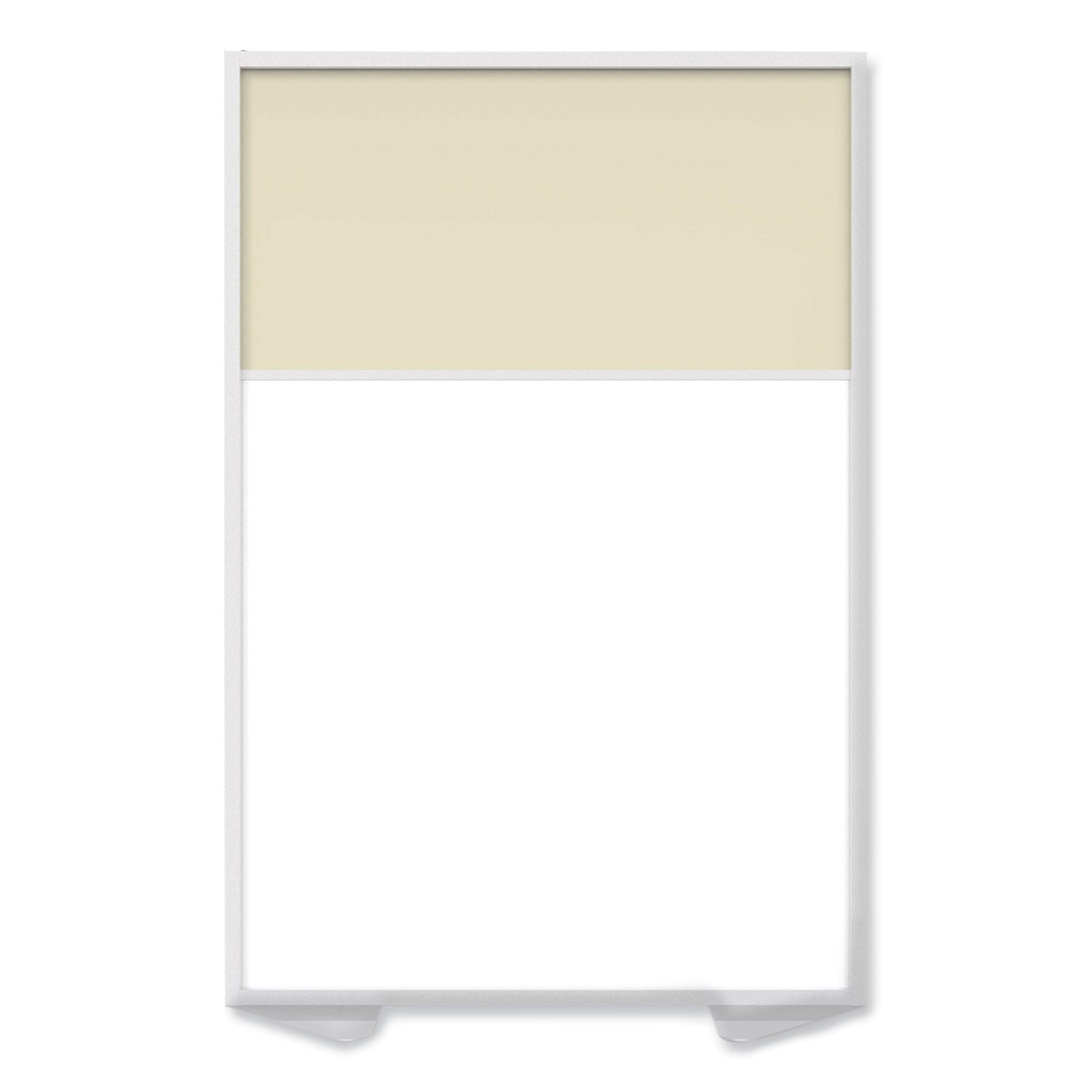 Floor Partition with Aluminum Frame and 2 Split Panel Infill, 48.06 x 2.04 x 71.86, White/Carmel, Ships in 7-10 Business Days