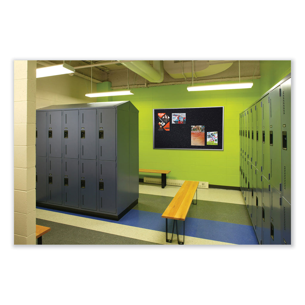 Satin Aluminum-Frame Recycled Rubber Bulletin Boards, 72.5 x 48.5, Confetti Surface, Ships in 7-10 Business Days