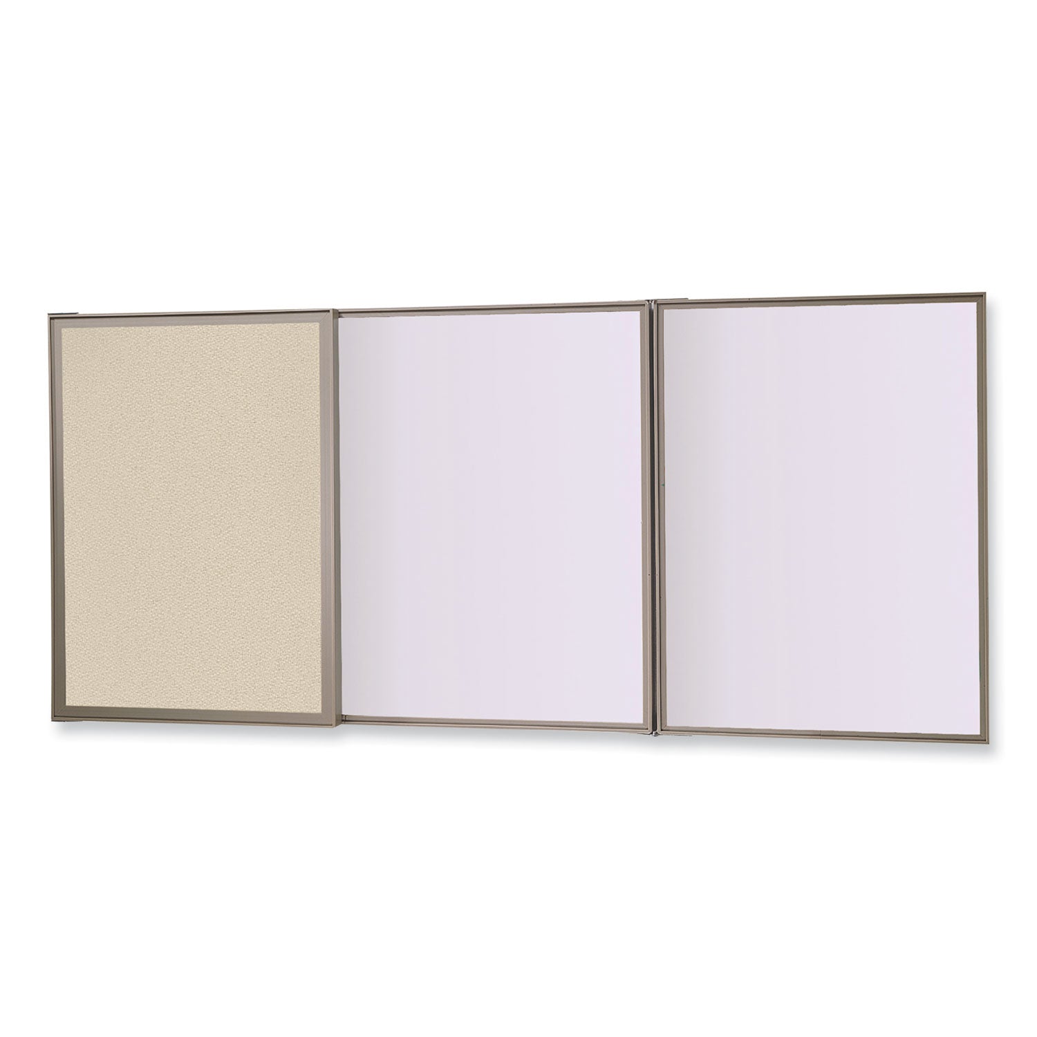 visuall-pc-whiteboard-cabinet-beige-fabric-bulletin-board-exterior-doors-36x24-aluminum-frame-ships-in-7-10-business-days_ghe41300 - 2