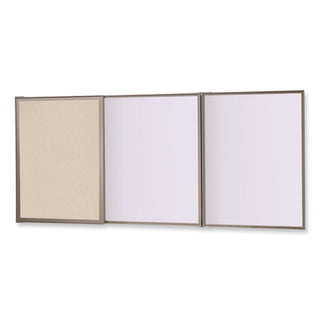 VisuALL PC Whiteboard Cabinet, Beige Fabric Bulletin Board Exterior Doors, 36x24, Aluminum Frame, Ships in 7-10 Business Days