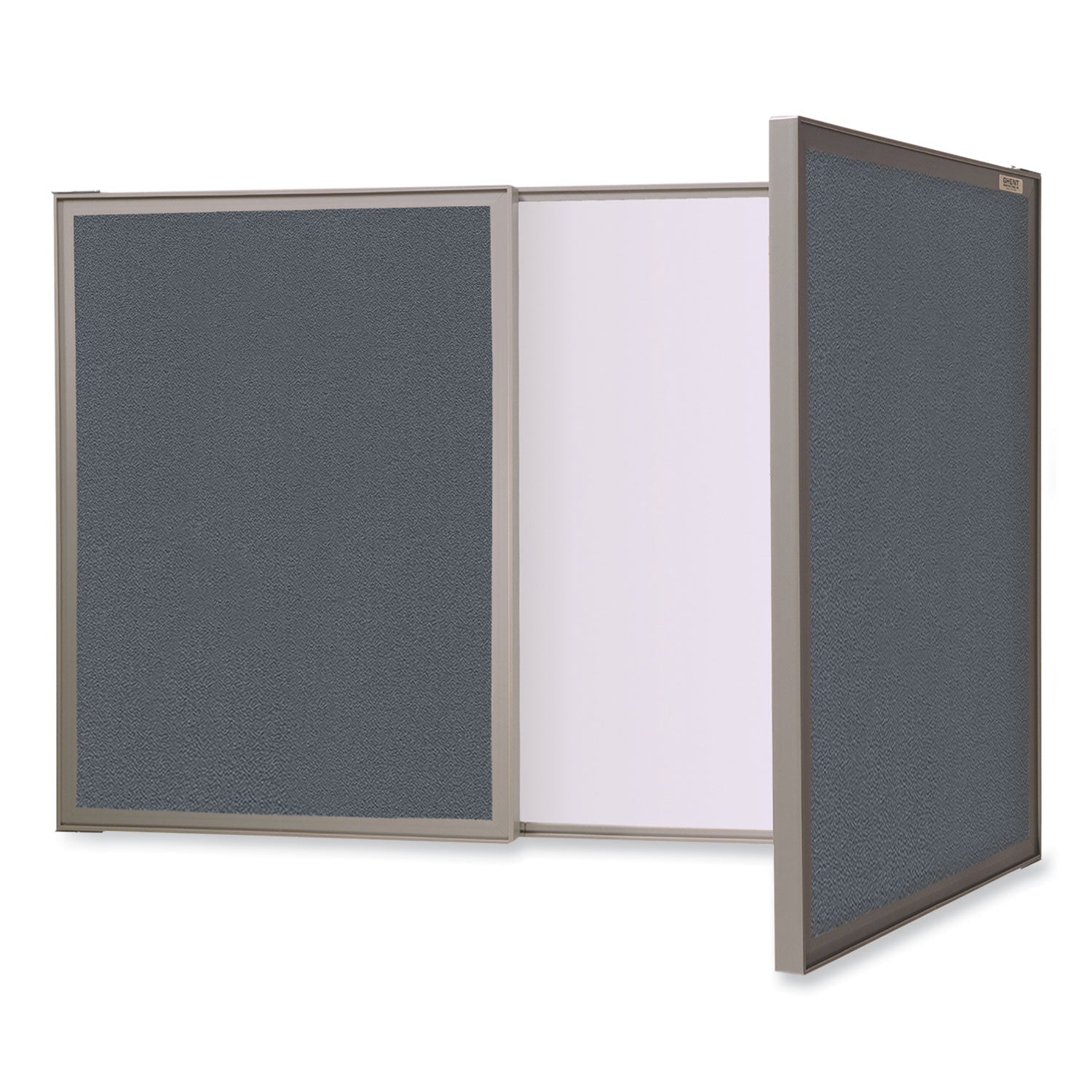 visuall-pc-whiteboard-cabinet-gray-fabric-bulletin-board-exterior-doors-36x24-aluminum-frame-ships-in-7-10-business-days_ghe41302 - 1