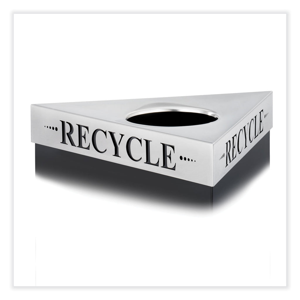 trifecta-waste-receptacle-lid-laser-cut-recycle-inscription-20w-x-20d-x-3h-stainless-steel-ships-in-1-3-business-days_saf9560re - 1