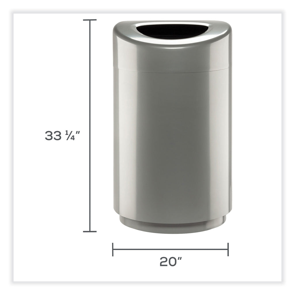 Open Top Round Waste Receptacle, 30 gal, Steel, Silver, Ships in 1-3 Business Days