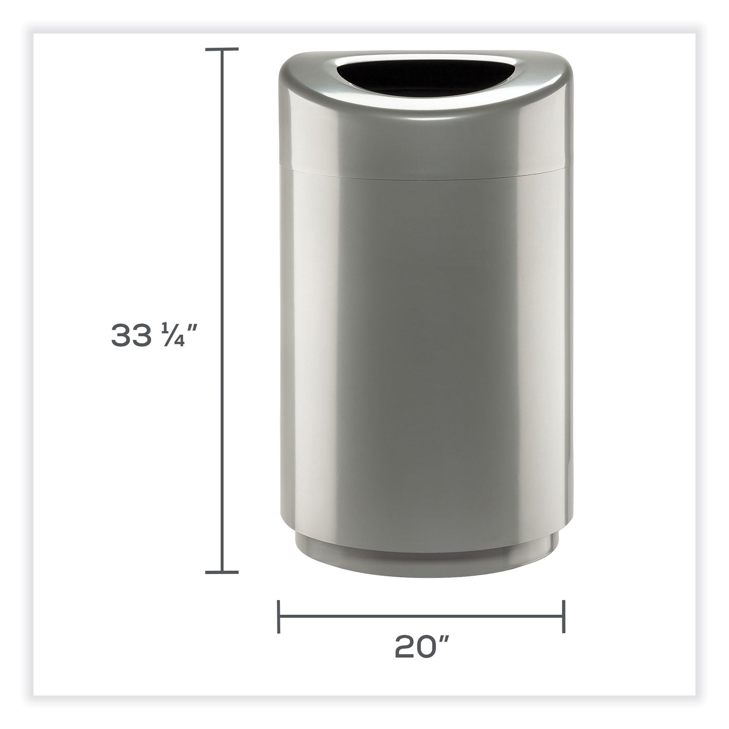 Open Top Round Waste Receptacle, 30 gal, Steel, Silver, Ships in 1-3 Business Days