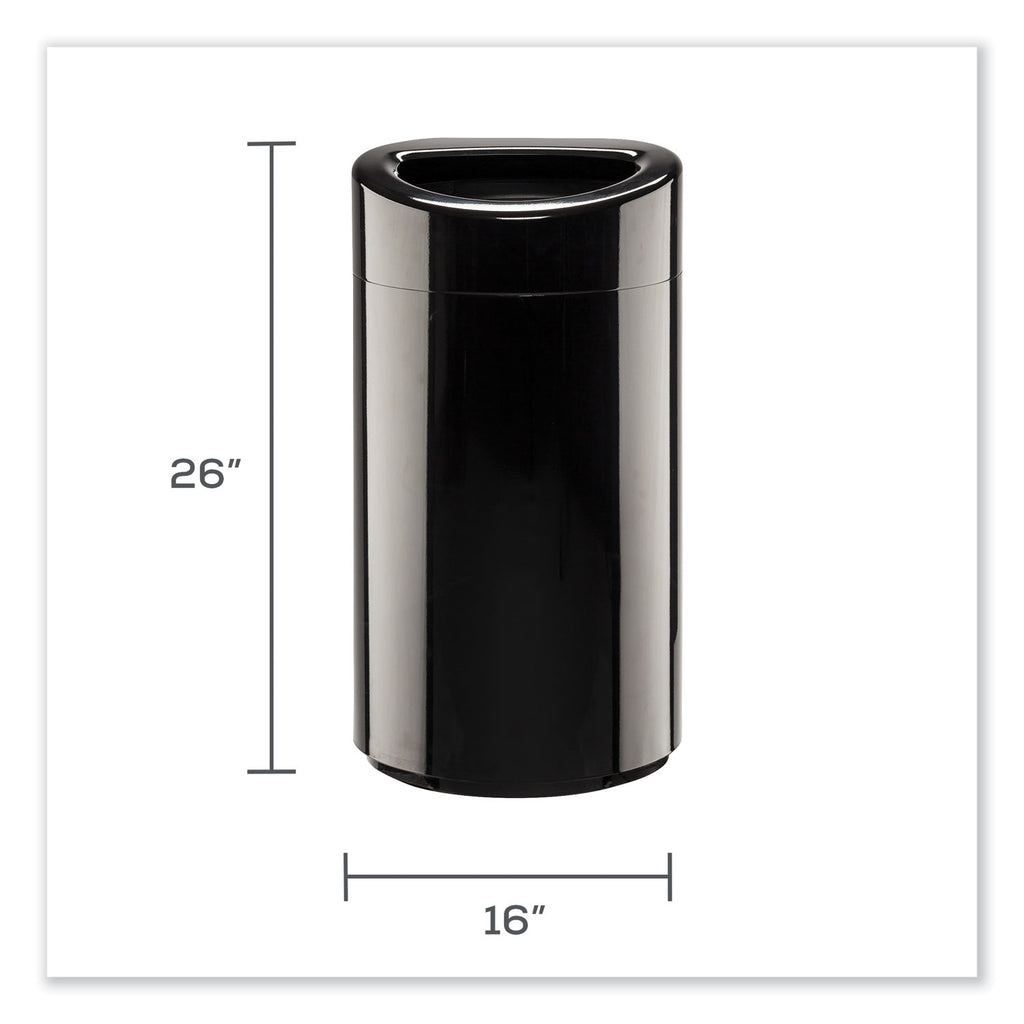 Open Top Oval Waste Receptacle, 14 gal, Steel, Black, Ships in 1-3 Business Days