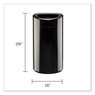 Open Top Oval Waste Receptacle, 14 gal, Steel, Black, Ships in 1-3 Business Days