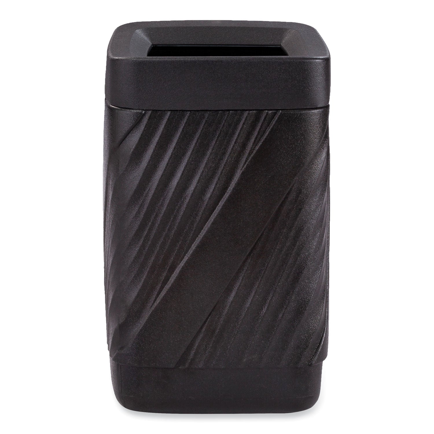 Safco Twist Waste Receptacle - 32 gal Capacity - Removable Lid, Durable, UV Resistant, Fade Resistant - 30" Height x 18.9" Width x 18.9" Depth - High-density Polyethylene (HDPE) - Black - 1 Each