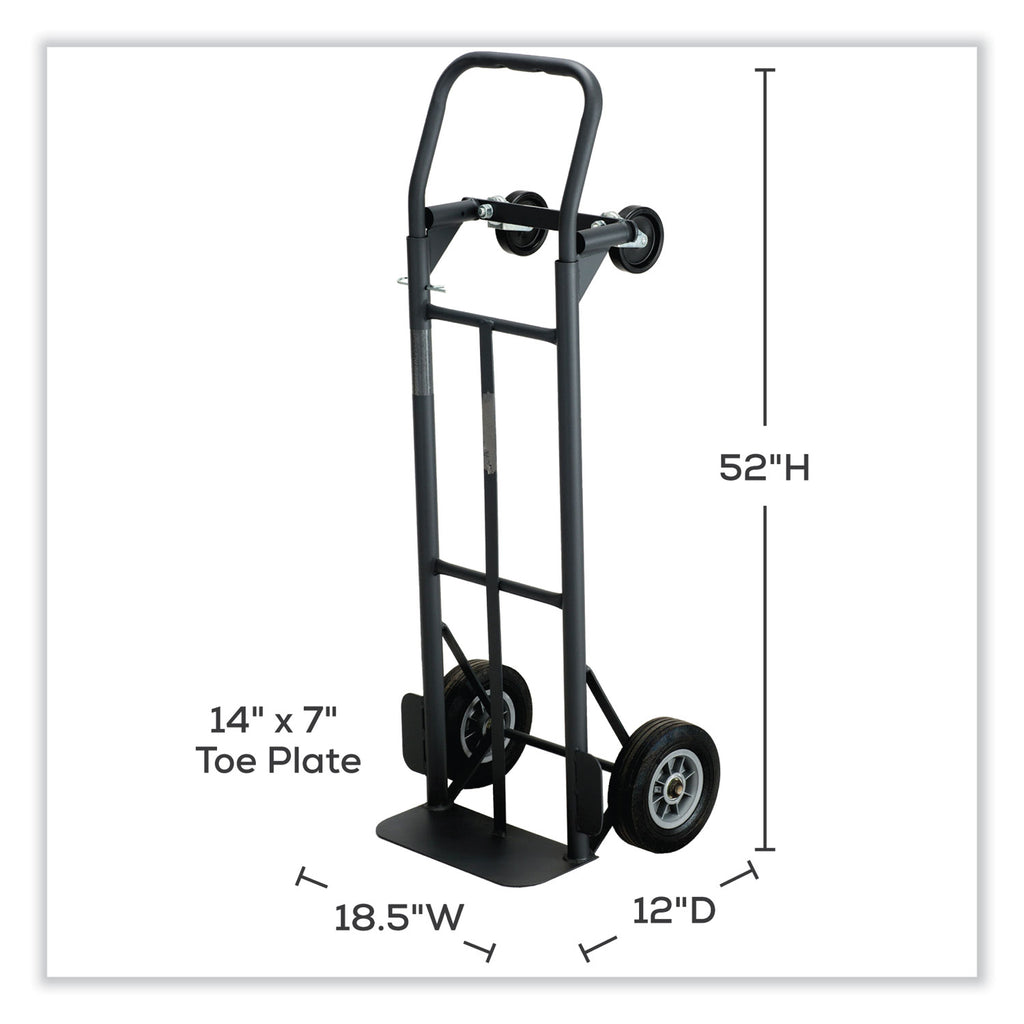 Safco Tuff Truck Convertible - 500 lb Capacity - 8" Caster Size - x 18.5" Width x 12" Depth x 52" Height - Steel Frame - Black - 1 Each