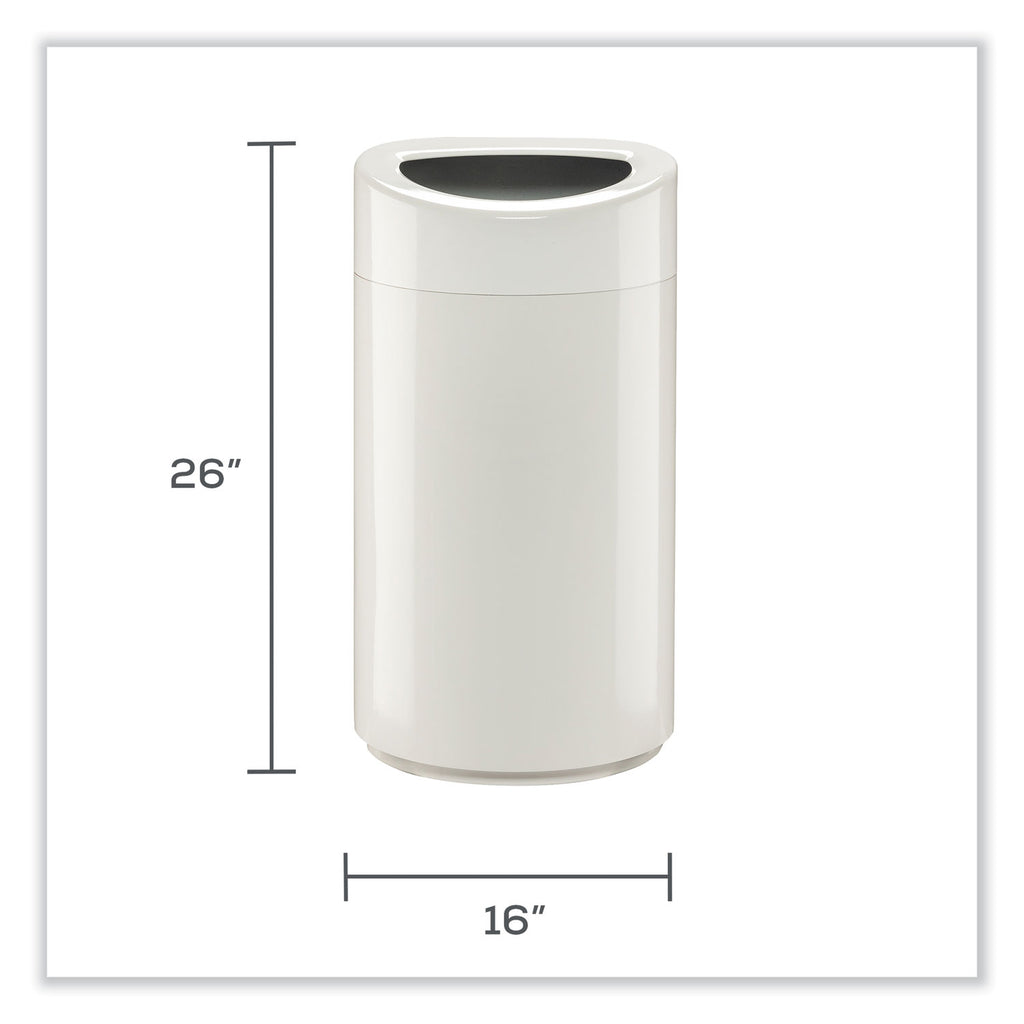 Open Top Oval Waste Receptacle, 14 gal, Steel, White, Ships in 1-3 Business Days