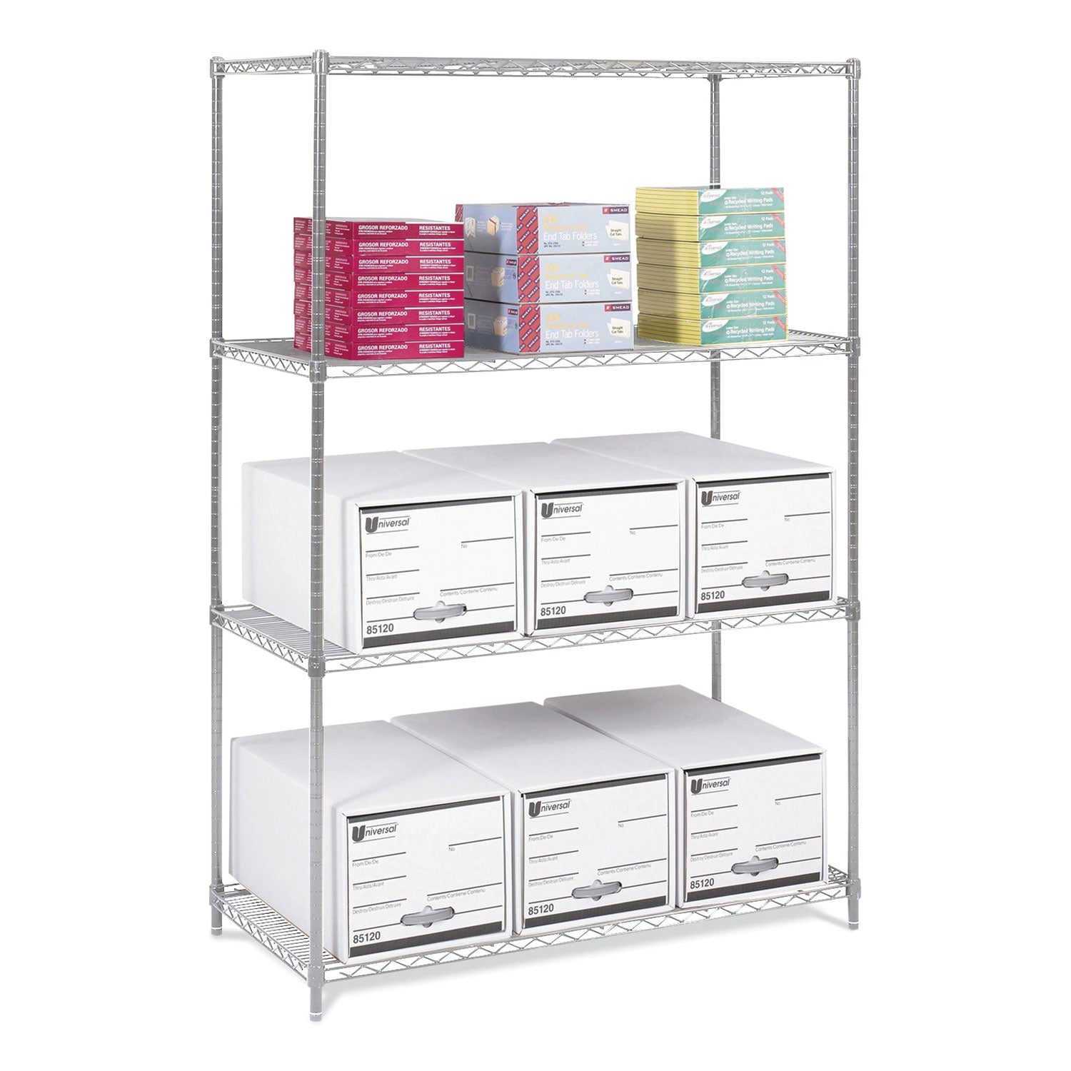 industrial-wire-shelving-four-shelf-48w-x-24d-x-72h-metallic-gray-ships-in-1-3-business-days_saf5294gr - 2