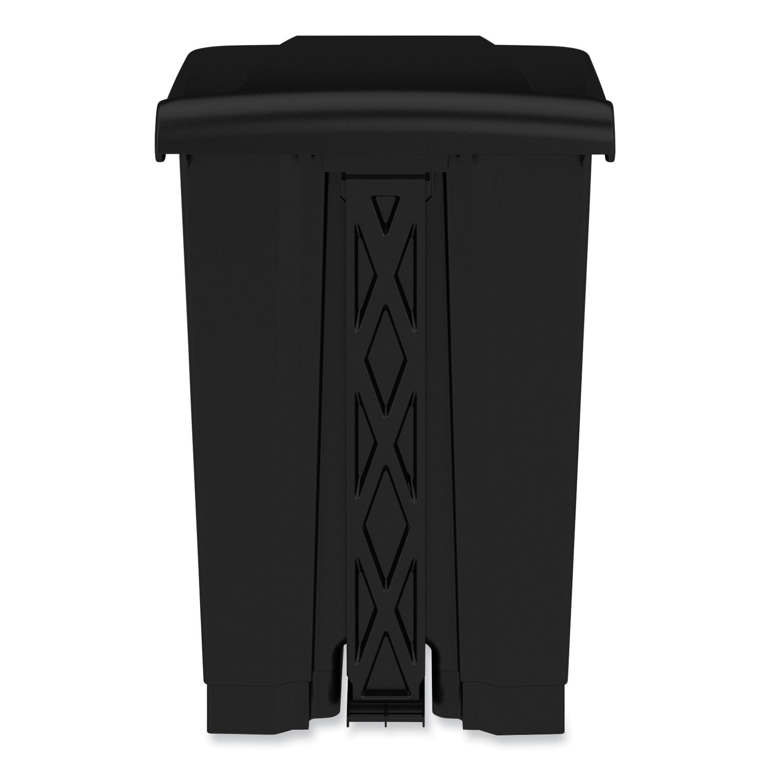 Plastic Step-On Receptacle, 12 gal, Plastic, Black, Ships in 1-3 Business Days