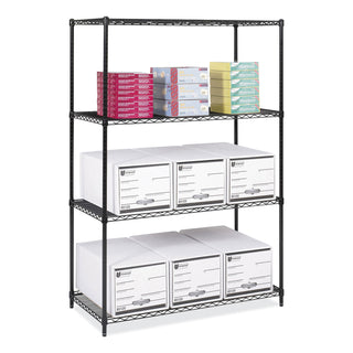 Industrial Wire Shelving, Four-Shelf, 48w x 24d x 72h, Black, Ships in 1-3 Business Days