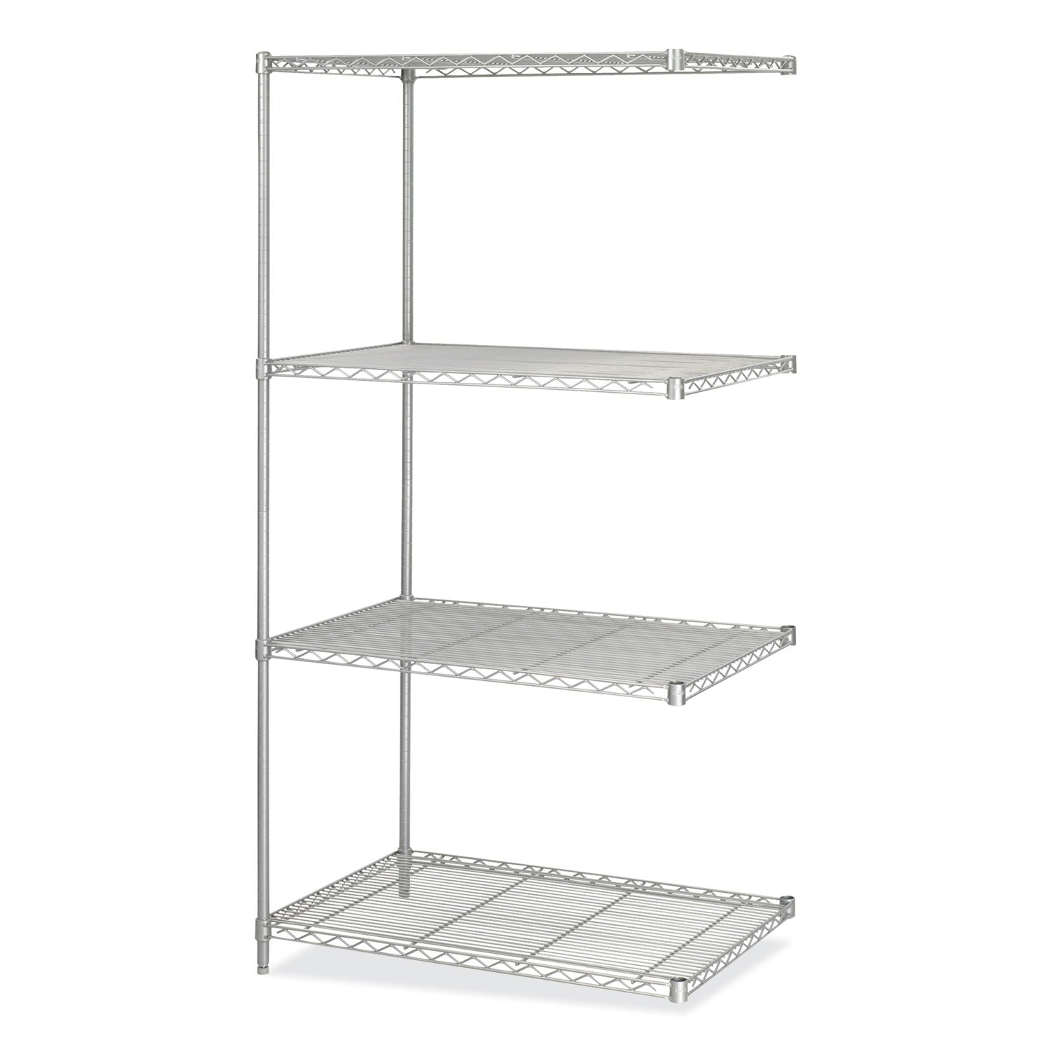 Industrial Add-On Unit, Four-Shelf, 36w x 24d x 72h, Steel, Metallic Gray, Ships in 1-3 Business Days