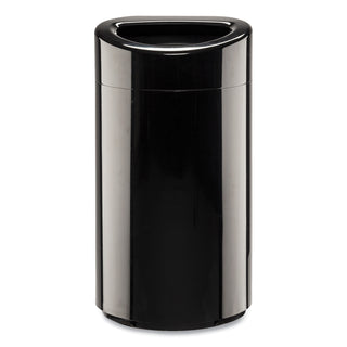 Open Top Oval Waste Receptacle, 14 gal, Steel, Black, Ships in 1-3 Business Days