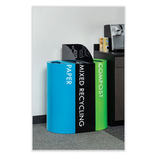 Mixx Recycling Center Rectangular Receptacle, 29 gal, Steel, Black, Ships in 1-3 Business Days