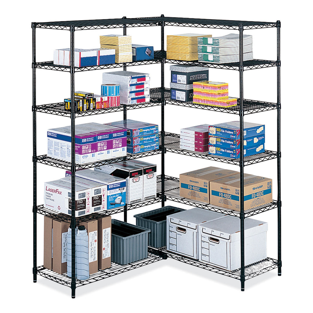 Industrial Add-On Unit, Four-Shelf, 36w x 24d x 72h, Steel, Black, Ships in 1-3 Business Days