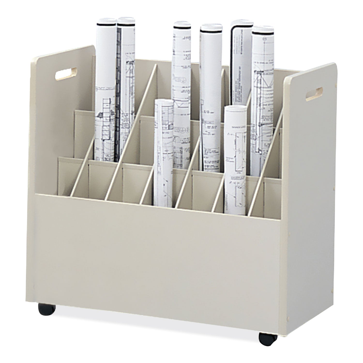 mobile-roll-file-21-compartments-3025w-x-1575d-x-2925h-tan-ships-in-1-3-business-days_saf3043 - 3