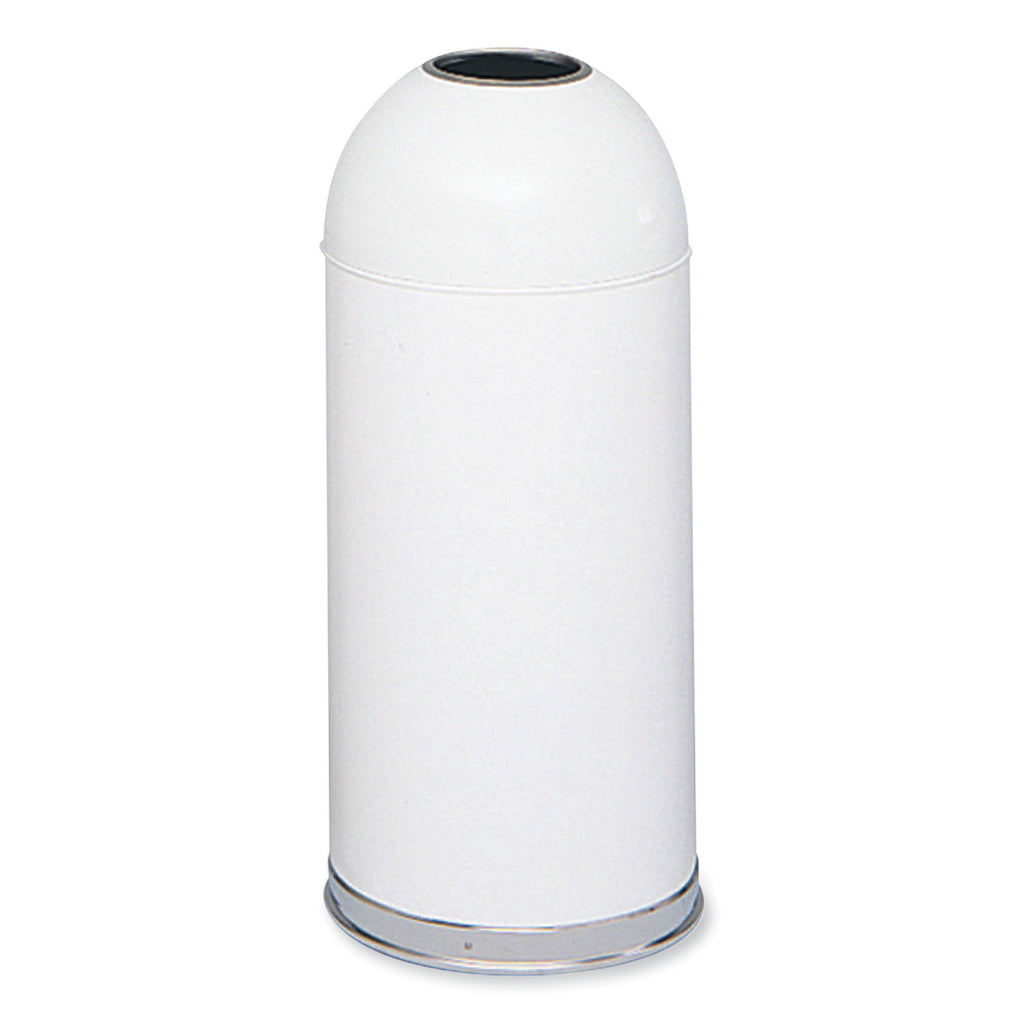 Open Top Dome Receptacle, 15 gal, Steel, White, Ships in 1-3 Business Days