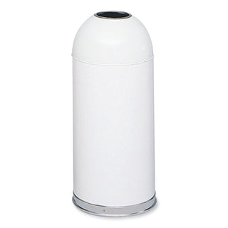 Open Top Dome Receptacle, 15 gal, Steel, White, Ships in 1-3 Business Days