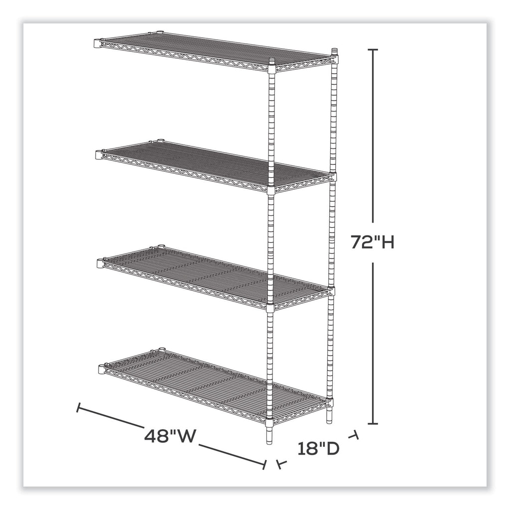 Industrial Add-On Unit, Four-Shelf, 48w x 18d x 72h, Steel, Metallic Gray, Ships in 1-3 Business Days