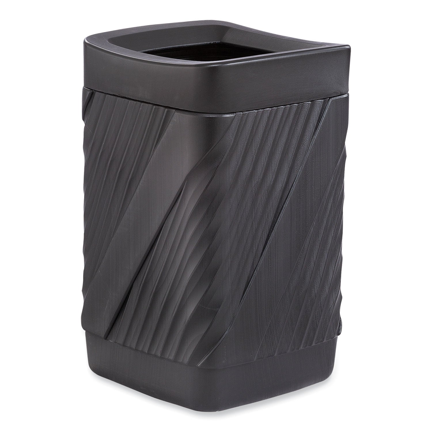 Safco Twist Waste Receptacle - 32 gal Capacity - Removable Lid, Durable, UV Resistant, Fade Resistant - 30" Height x 18.9" Width x 18.9" Depth - High-density Polyethylene (HDPE) - Black - 1 Each