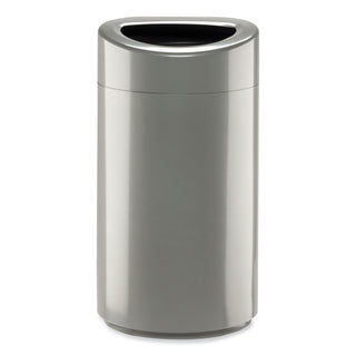 Open Top Oval Waste Receptacle, 14 gal, Steel, Silver, Ships in 1-3 Business Days