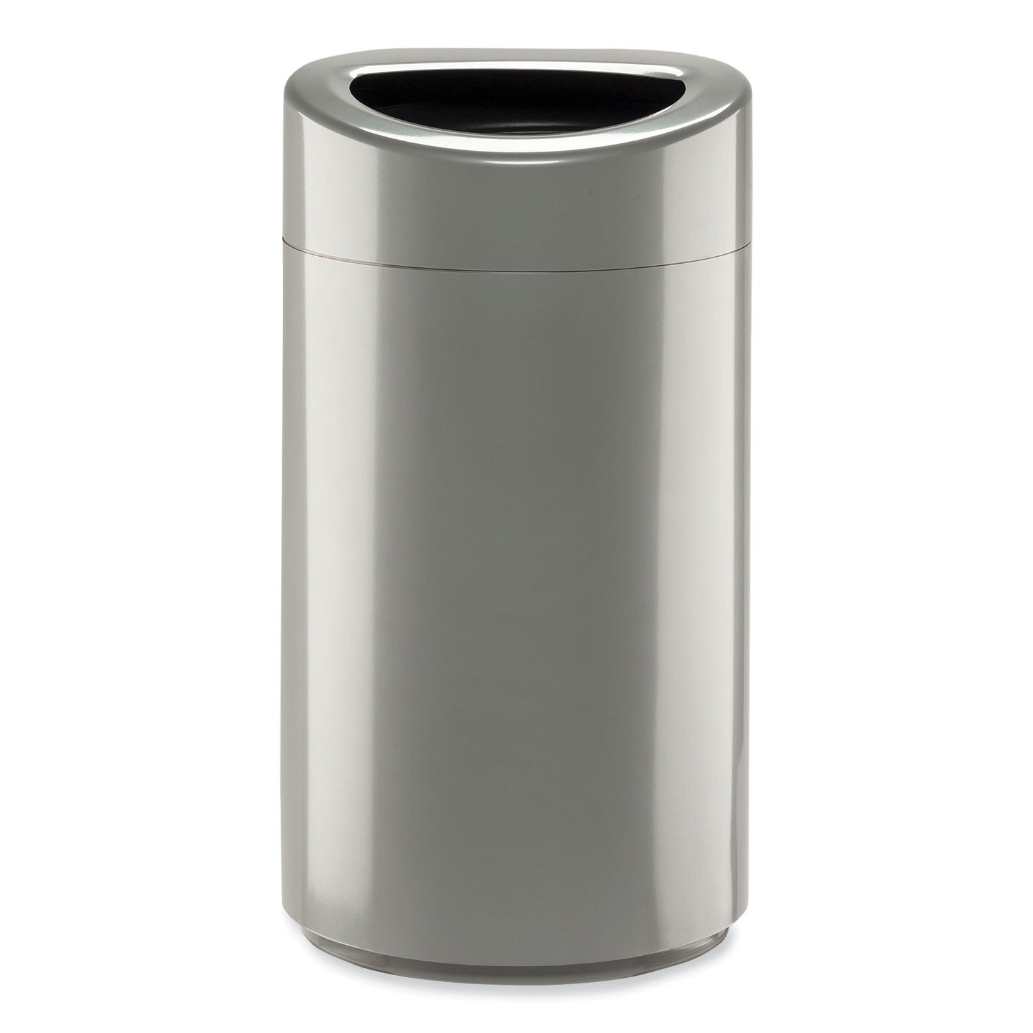 Open Top Oval Waste Receptacle, 14 gal, Steel, Silver, Ships in 1-3 Business Days
