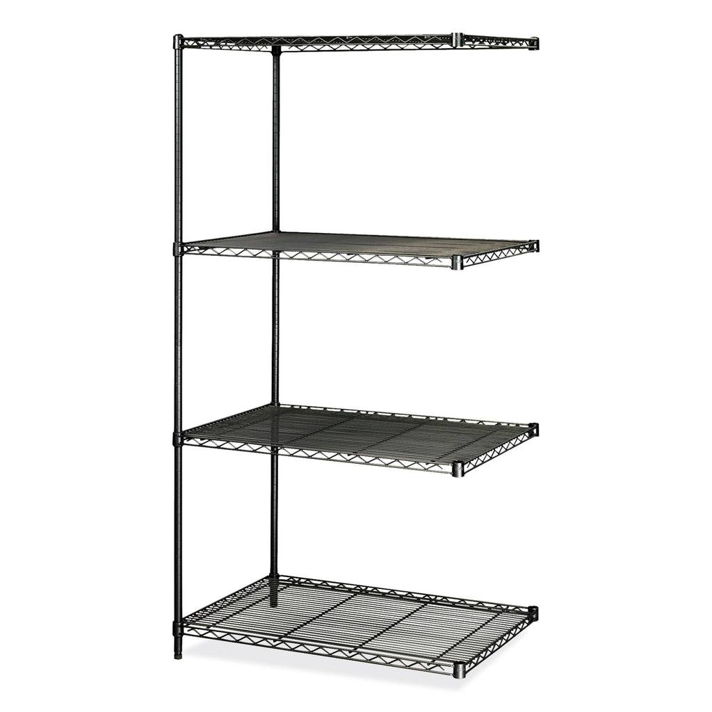 Industrial Add-On Unit, Four-Shelf, 36w x 24d x 72h, Steel, Black, Ships in 1-3 Business Days