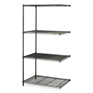 Industrial Add-On Unit, Four-Shelf, 36w x 24d x 72h, Steel, Black, Ships in 1-3 Business Days