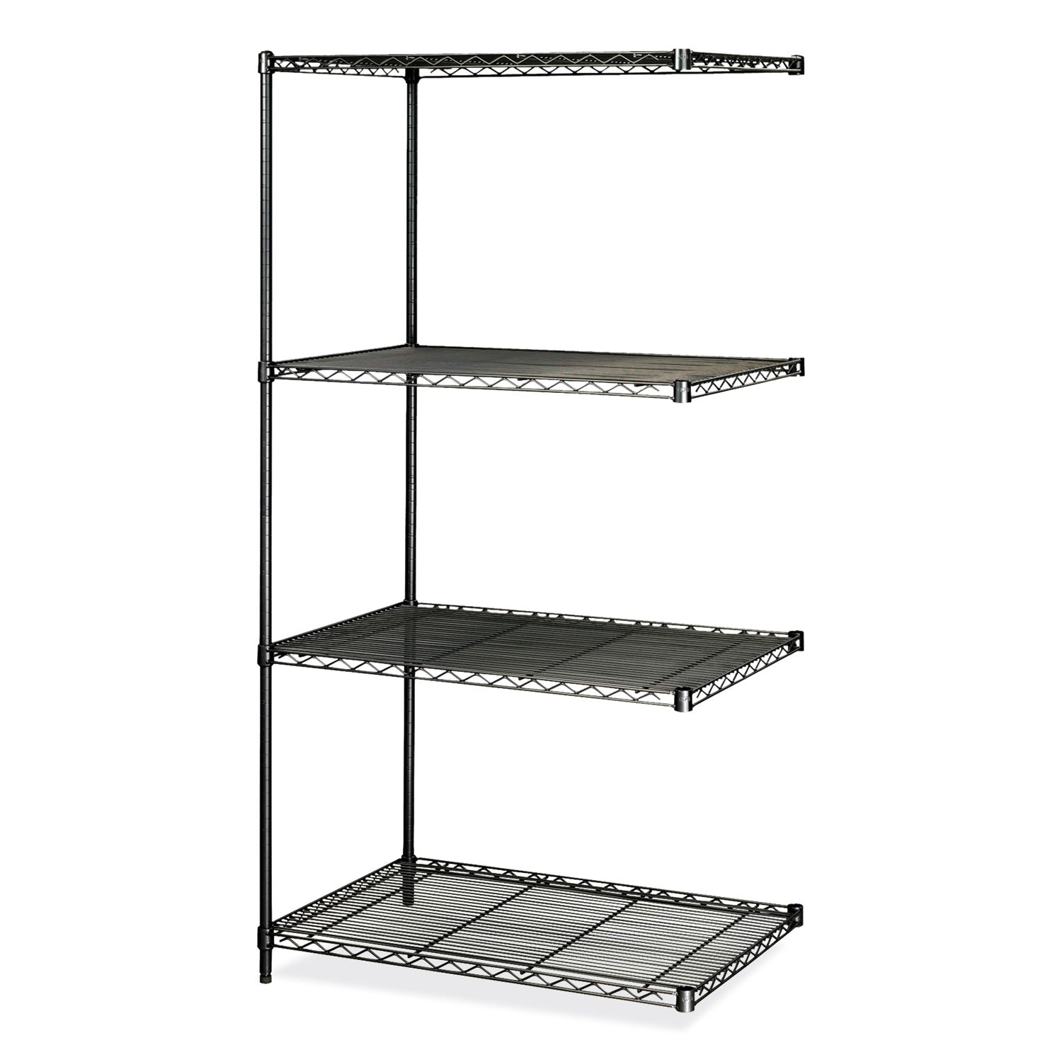Industrial Add-On Unit, Four-Shelf, 36w x 24d x 72h, Steel, Black, Ships in 1-3 Business Days