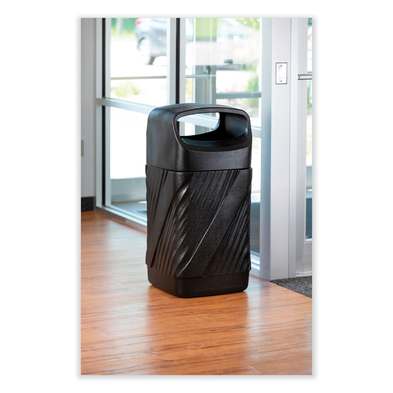 Safco Twist Waste Receptacle - 32 gal Capacity - Removable Lid, Durable, UV Resistant, Fade Resistant - 38" Height x 18.3" Width x 19.4" Depth - High-density Polyethylene (HDPE) - Black - 1 Each - 4