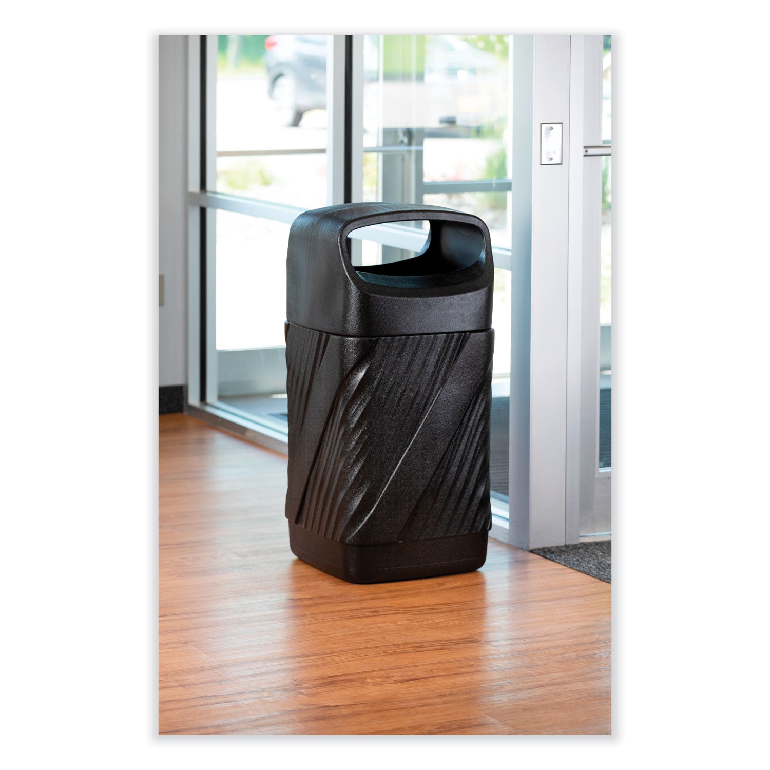 Safco Twist Waste Receptacle - 32 gal Capacity - Removable Lid, Durable, UV Resistant, Fade Resistant - 38" Height x 18.3" Width x 19.4" Depth - High-density Polyethylene (HDPE) - Black - 1 Each - 4