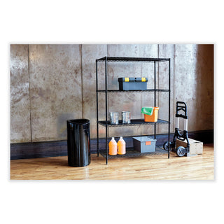 Open Top Oval Waste Receptacle, 14 gal, Steel, Black, Ships in 1-3 Business Days