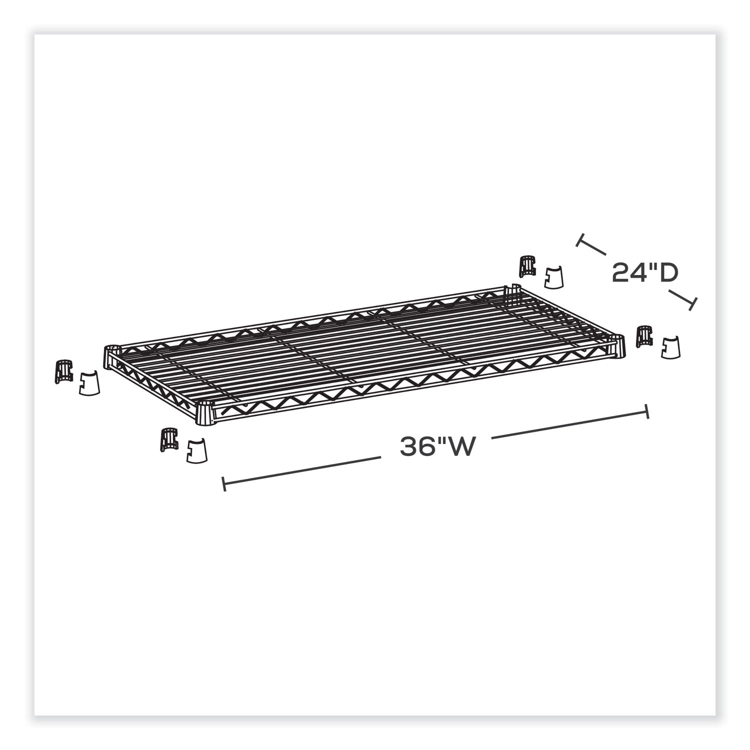 Industrial Extra Shelf Pack, 36w x 24d x 1.5h, Steel, Black, 2/Pack, Ships in 1-3 Business Days