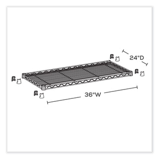 Industrial Extra Shelf Pack, 36w x 24d x 1.5h, Steel, Black, 2/Pack, Ships in 1-3 Business Days