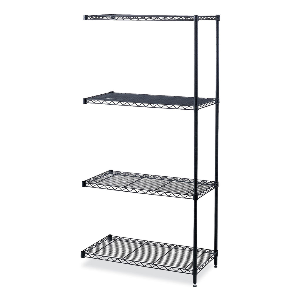 Industrial Add-On Unit, Four-Shelf, 36w x 18d x 72h, Steel, Black, Ships in 1-3 Business Days