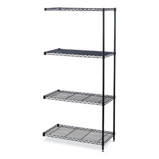 Industrial Add-On Unit, Four-Shelf, 36w x 18d x 72h, Steel, Black, Ships in 1-3 Business Days