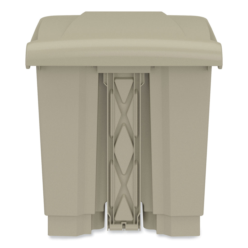 Plastic Step-On Receptacle, 20 gal, Metal, Tan, Ships in 1-3 Business Days