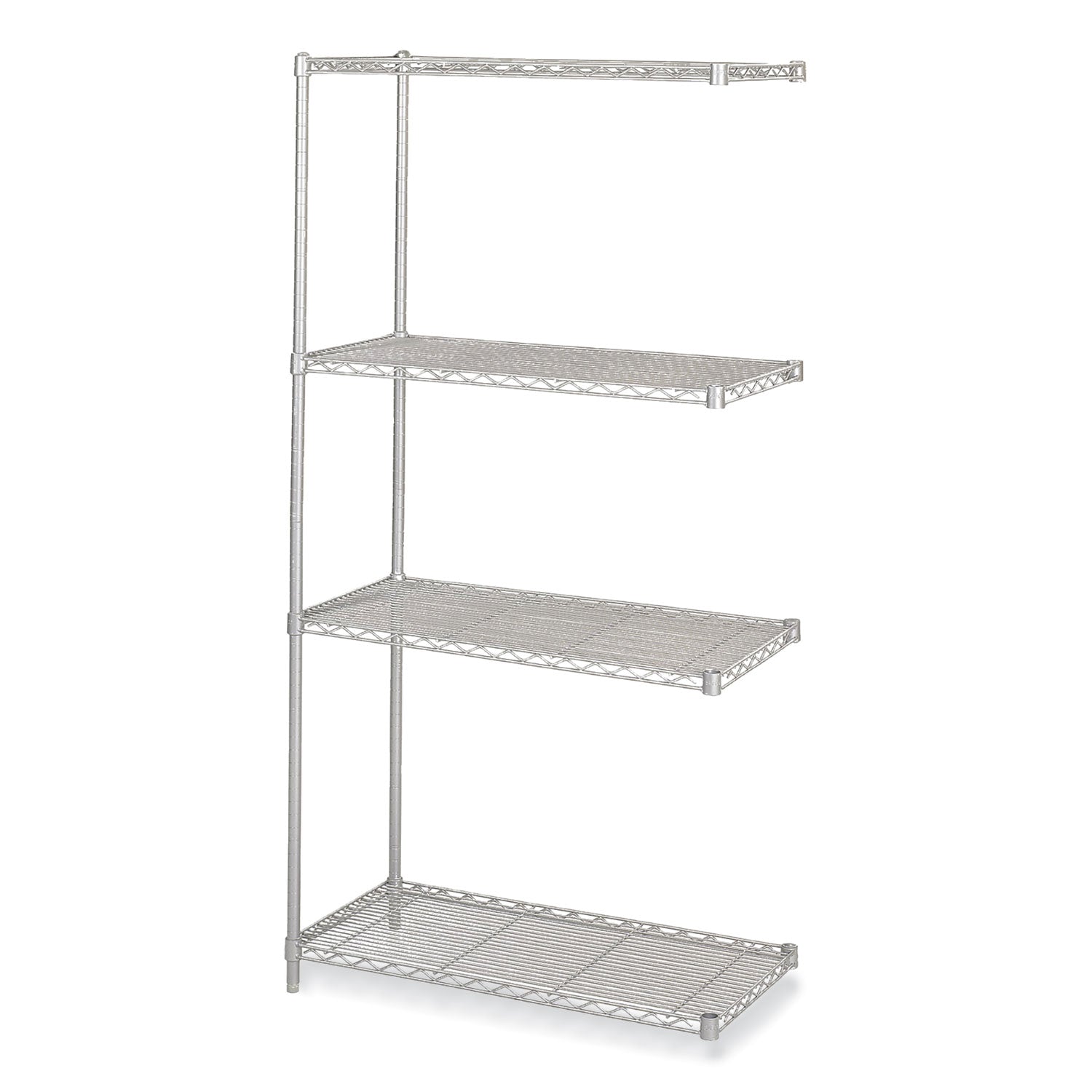 Industrial Add-On Unit, Four-Shelf, 36w x 18d x 72h, Steel, Metallic Gray, Ships in 1-3 Business Days