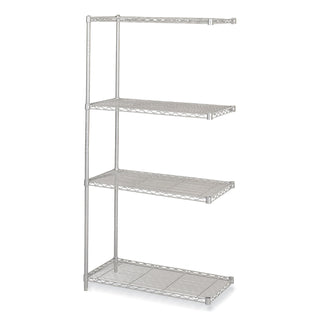 Industrial Add-On Unit, Four-Shelf, 36w x 18d x 72h, Steel, Metallic Gray, Ships in 1-3 Business Days