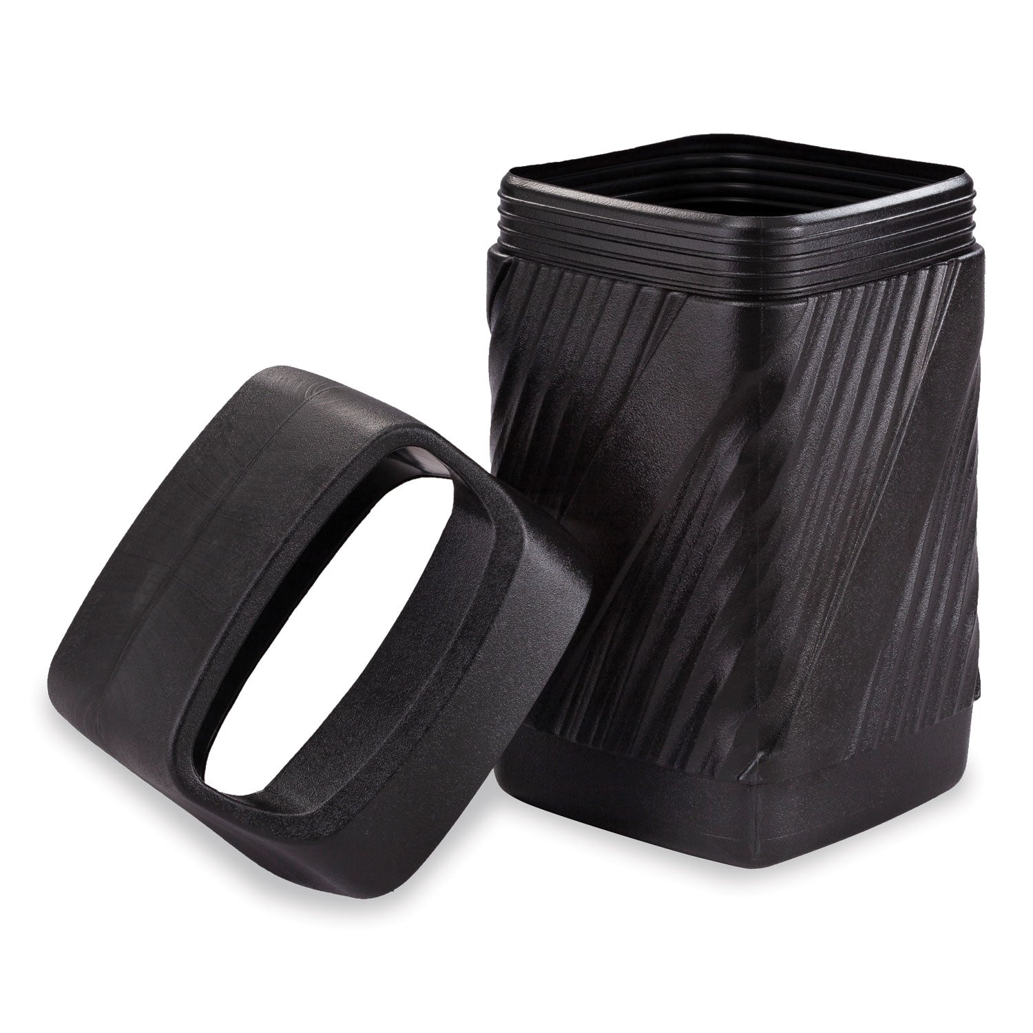 Safco Twist Waste Receptacle - 32 gal Capacity - Removable Lid, Durable, UV Resistant, Fade Resistant - 38" Height x 18.3" Width x 19.4" Depth - High-density Polyethylene (HDPE) - Black - 1 Each