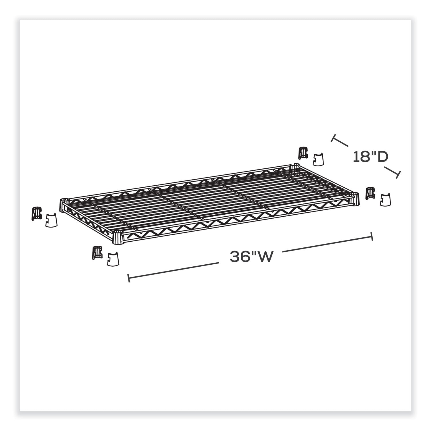 Industrial Extra Shelf Pack, 36w x 18d x 1.5h Steel. Black, 2/Pack, Ships in 1-3 Business Days - 