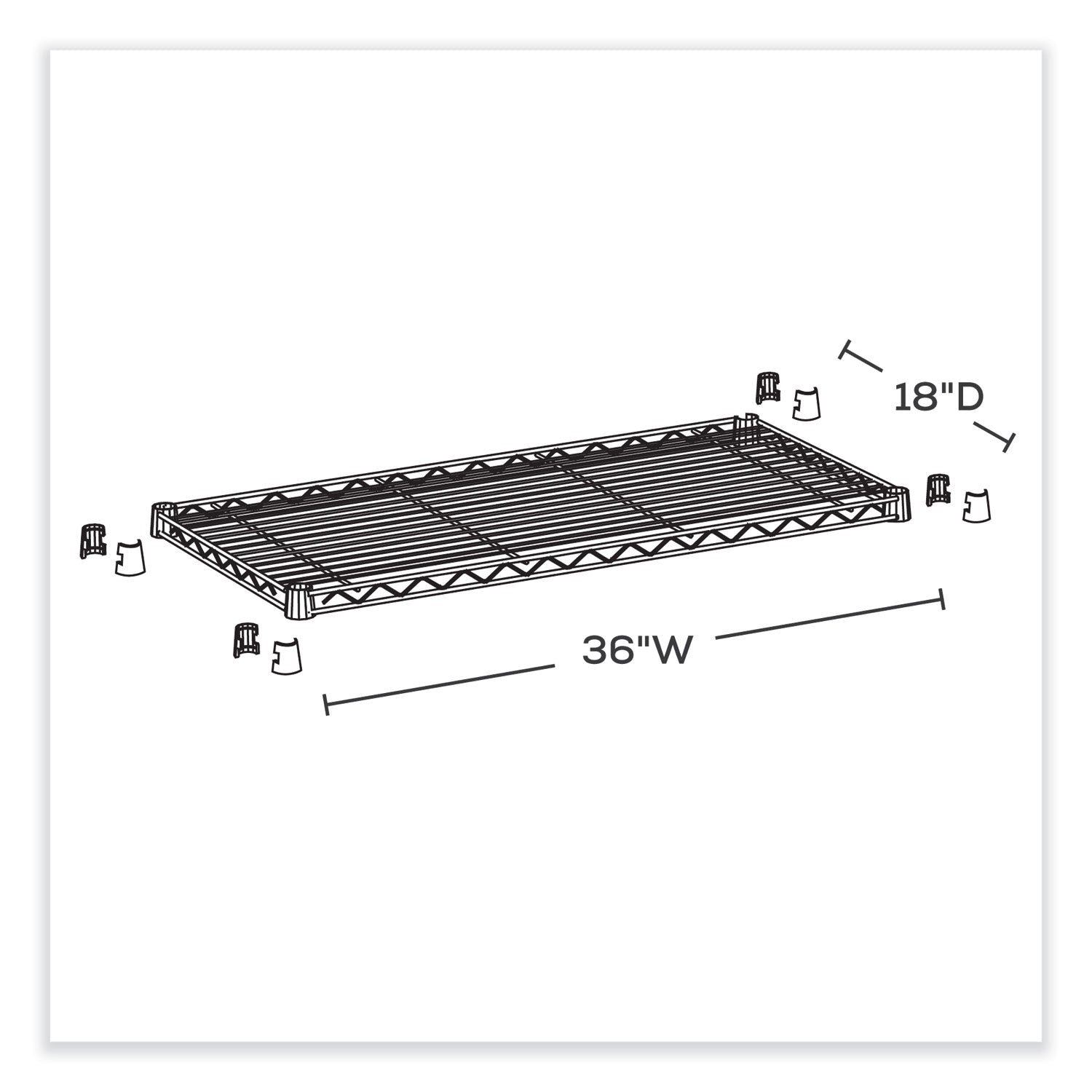 Industrial Extra Shelf Pack, 36w x 18d x 1.5h Steel. Black, 2/Pack, Ships in 1-3 Business Days