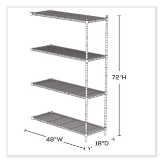 Industrial Add-On Unit, Four-Shelf, 48w x 18d x 72h, Steel, Black, Ships in 1-3 Business Days
