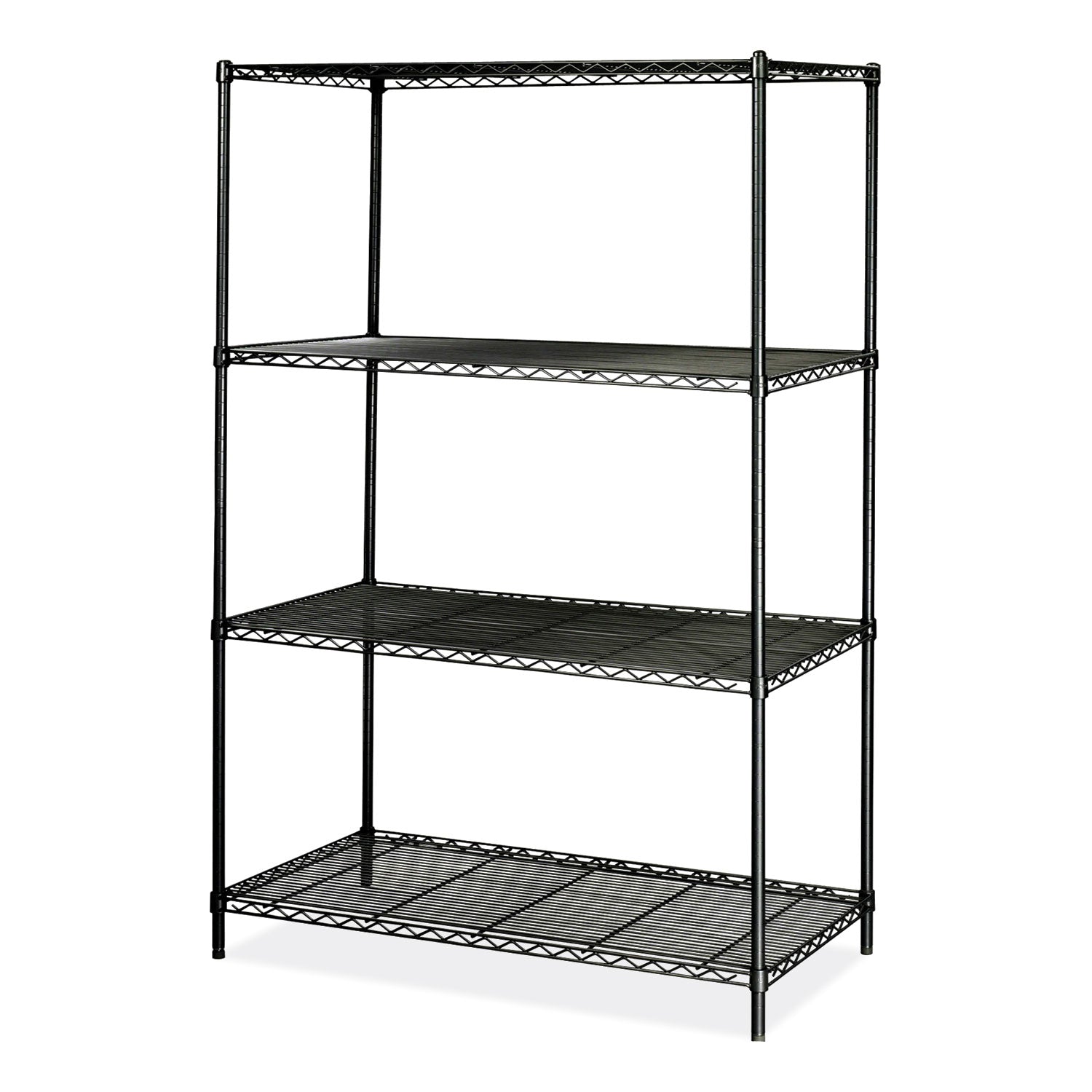Industrial Wire Shelving, Four-Shelf, 48w x 24d x 72h, Black, Ships in 1-3 Business Days - 