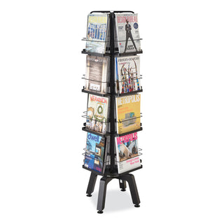 Onyx Mesh Rotating Magazine Display, 16 Compartments, 18.27w x 18.27d x 58.55h, Black, Ships in 1-3 Business Days