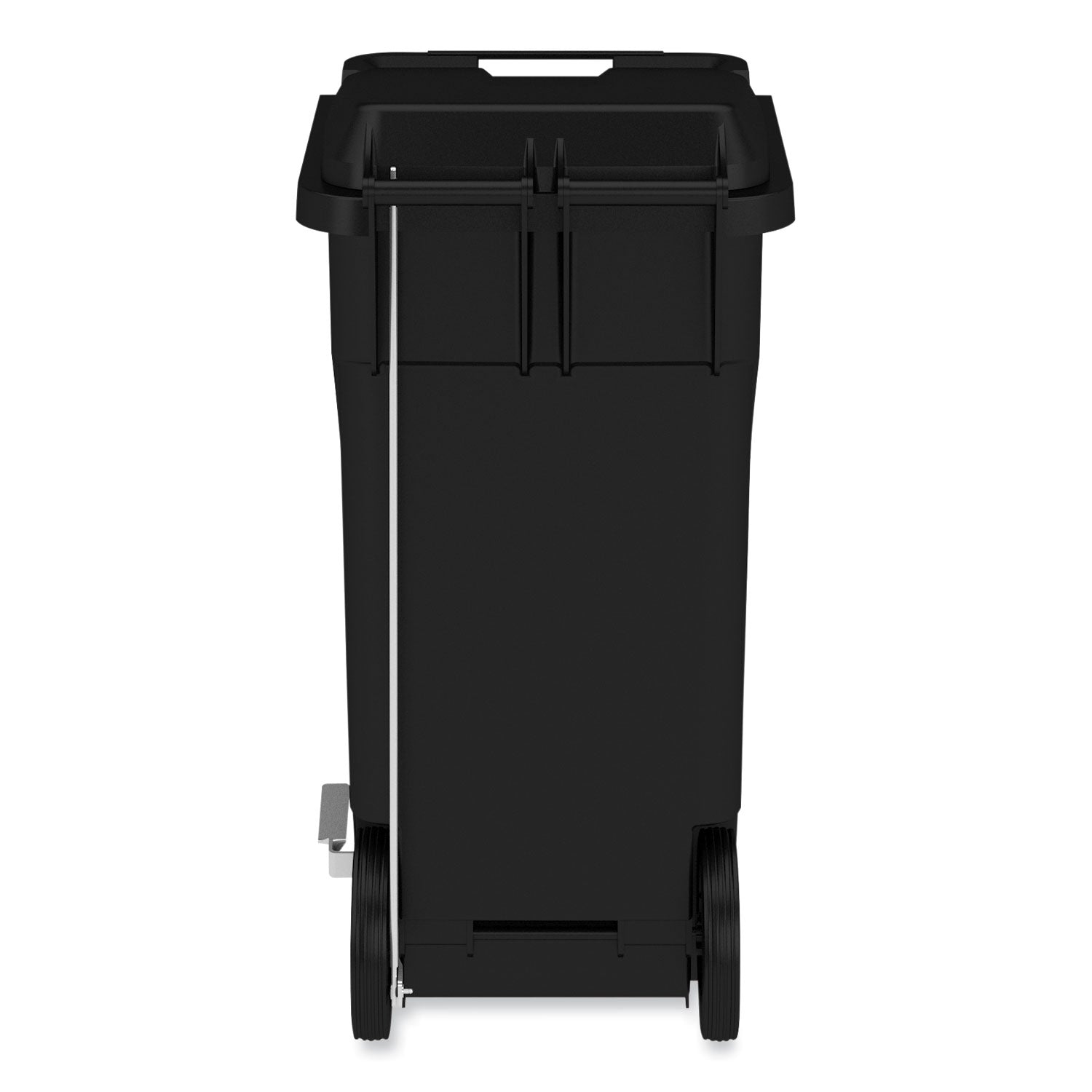 Safco 32 Gallon Plastic Step-On Receptacle - 32 gal Capacity - Easy to Clean, Foot Pedal, Lightweight, Handle, Wheels, Mobility - 37" Height x 21.3" Width x 20" Depth - Plastic - Black - 1 Carton