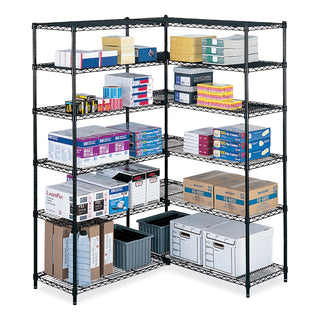 Industrial Add-On Unit, Four-Shelf, 36w x 18d x 72h, Steel, Black, Ships in 1-3 Business Days